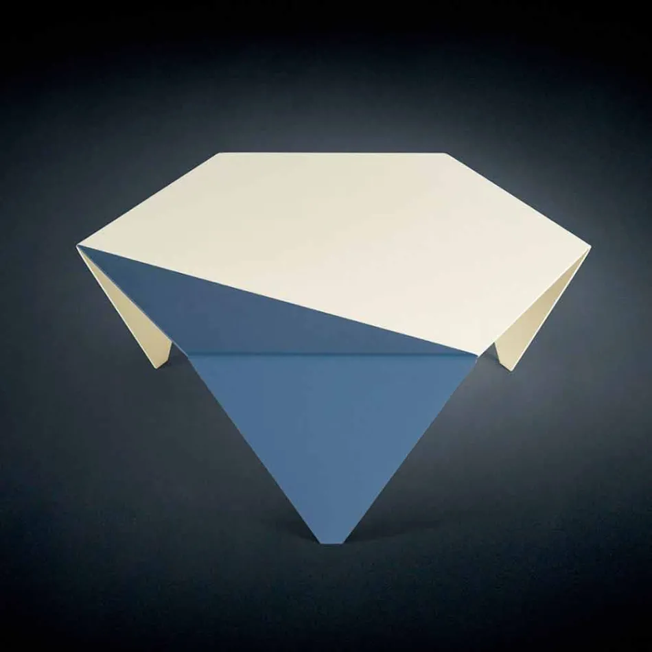 Salontafel in two-tone metalen ontwerp Coffee laser gesneden Ruche Viadurini