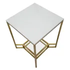 Gouden vierkante salontafel in ijzer, witte hars en glas - Tokyo Viadurini