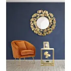 Gouden vierkante salontafel in ijzer, witte hars en glas - Tokyo Viadurini