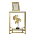 Gouden vierkante salontafel in ijzer, witte hars en glas - Tokyo Viadurini