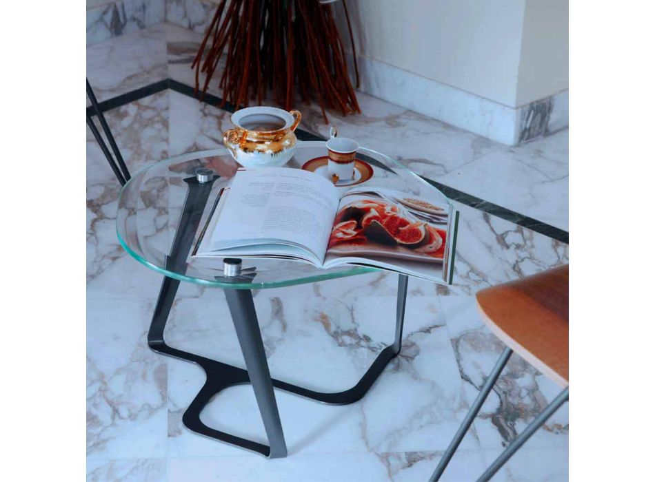 Handgemaakte salontafel van glas en staal gemaakt in Italië - Marbello Viadurini