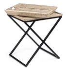 Salontafel in staal met dienblad in mangohoutdesign - Cesira Viadurini