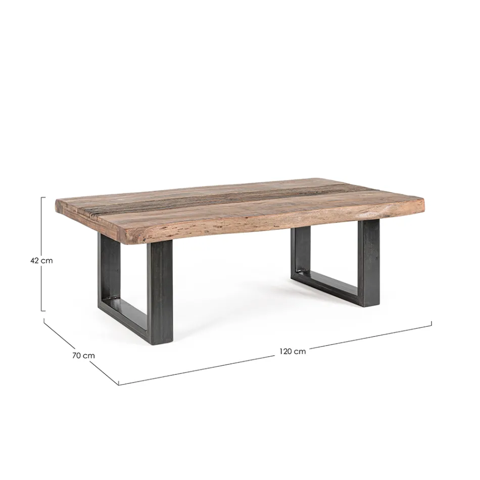 Homemotion Stalen salontafel en acaciahouten blad - Zalma Viadurini