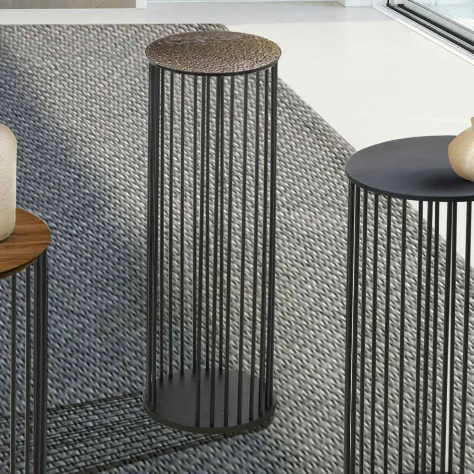 Salontafel in gesmeed kristal en metaal Made in Italy - Montebianco Viadurini