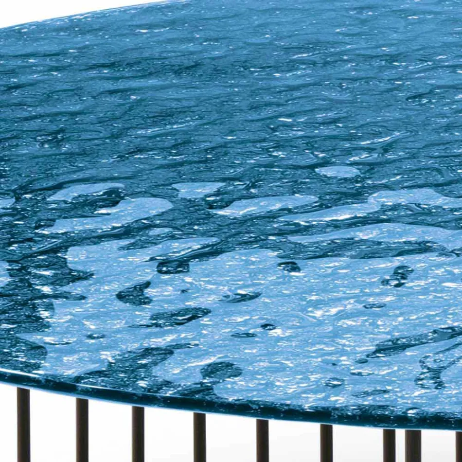 Salontafel in gesmeed kristal en metaal Made in Italy - Montebianco Viadurini