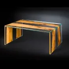 Coffee Table Venetian Briccola hout en glas koffie 120 cm Viadurini