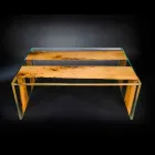 Coffee Table Venetian Briccola hout en glas koffie 120 cm Viadurini