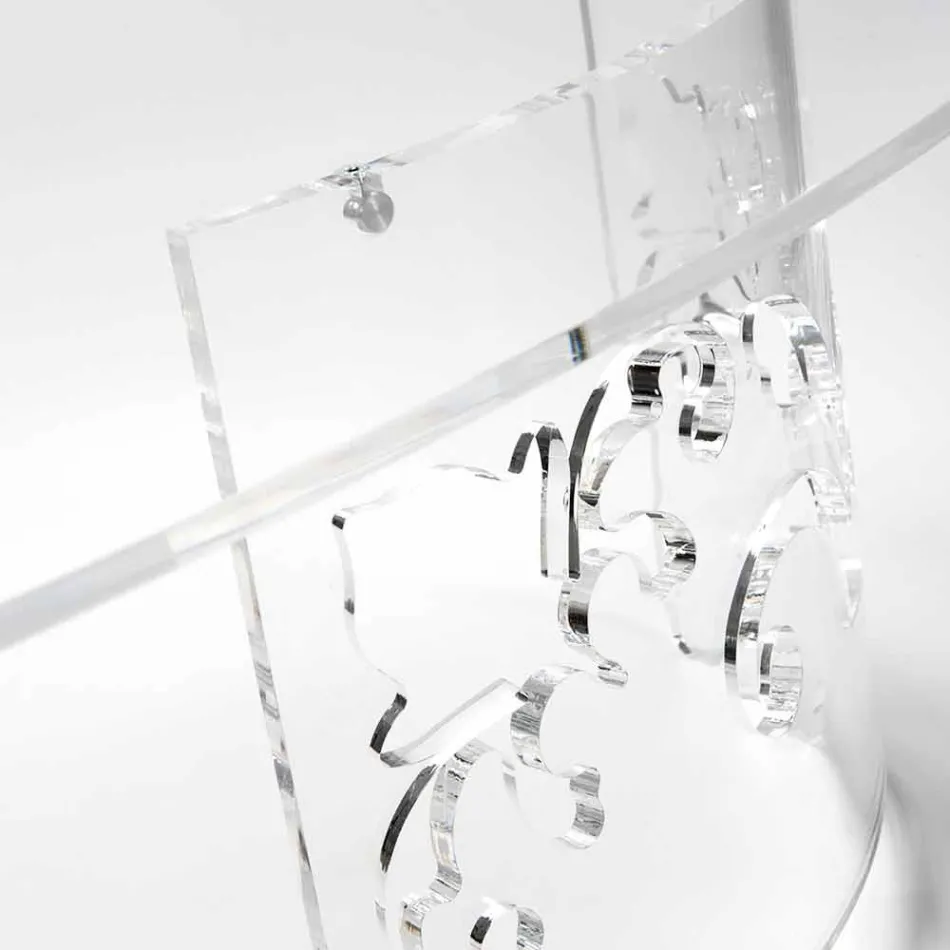 Salontafel in gerookt of transparant plexiglas met gedecoreerde voet - Crassus Viadurini