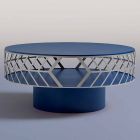 Moderne lage design salontafel blauw of bordeaux met ring - Lok Viadurini