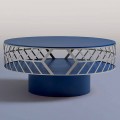 Moderne lage design salontafel in blauw of bordeaux met ring - Lok