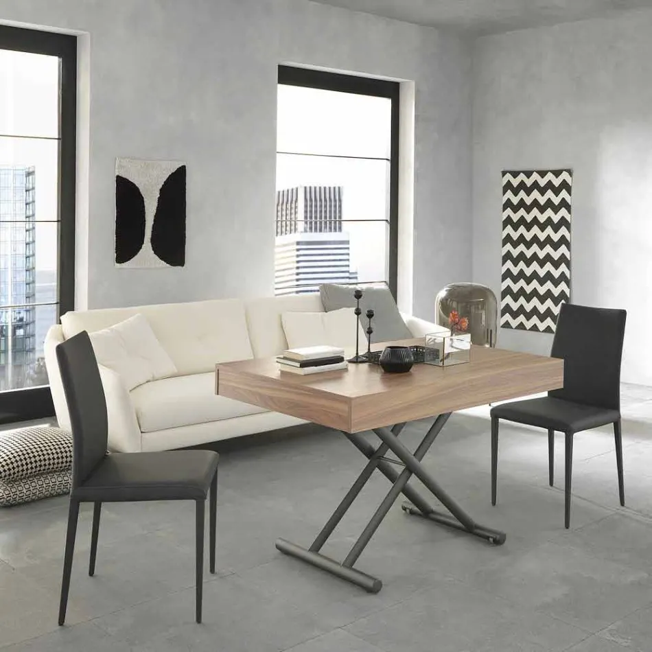 Moderne transformeerbare salontafel in hout en metaal Made in Italy - Fabio Viadurini