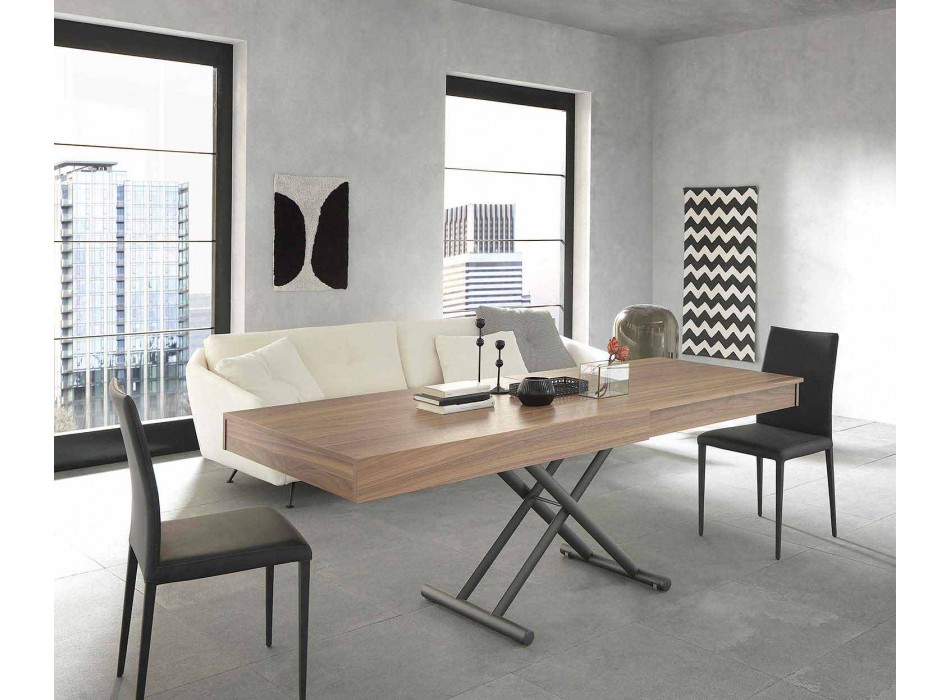 Moderne transformeerbare salontafel in hout en metaal Made in Italy - Fabio Viadurini