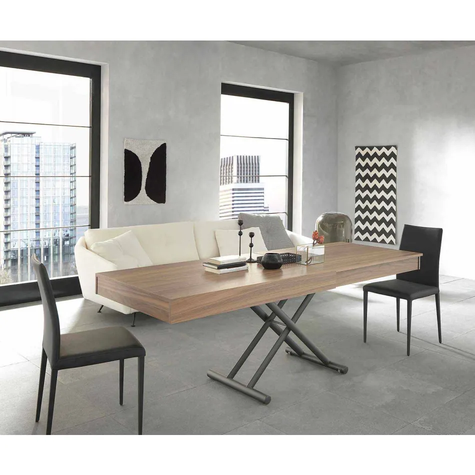 Moderne transformeerbare salontafel in hout en metaal Made in Italy - Fabio Viadurini