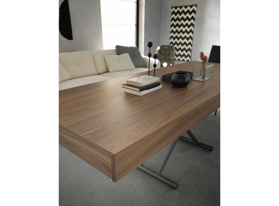 Moderne transformeerbare salontafel in hout en metaal Made in Italy - Fabio Viadurini