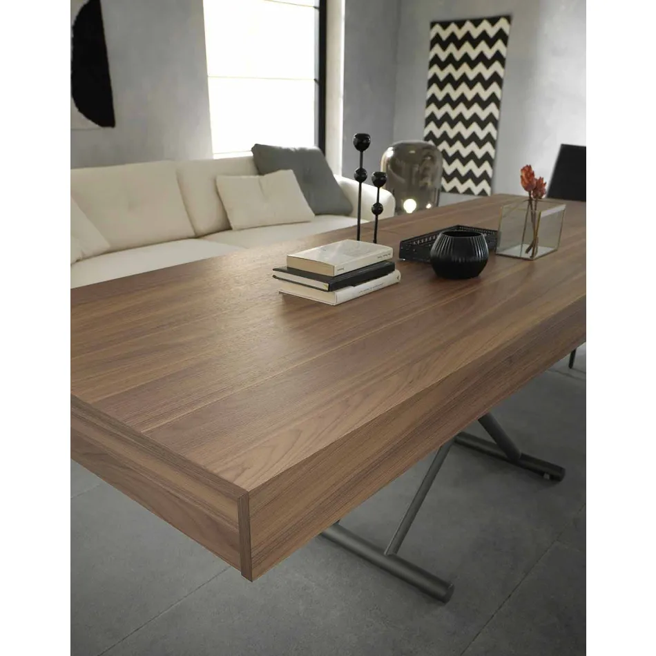 Moderne transformeerbare salontafel in hout en metaal Made in Italy - Fabio Viadurini