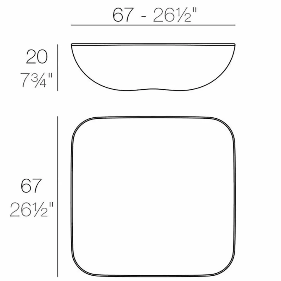 Kussen Vondom salontafel buiten, modern design, 67x67 cm Viadurini