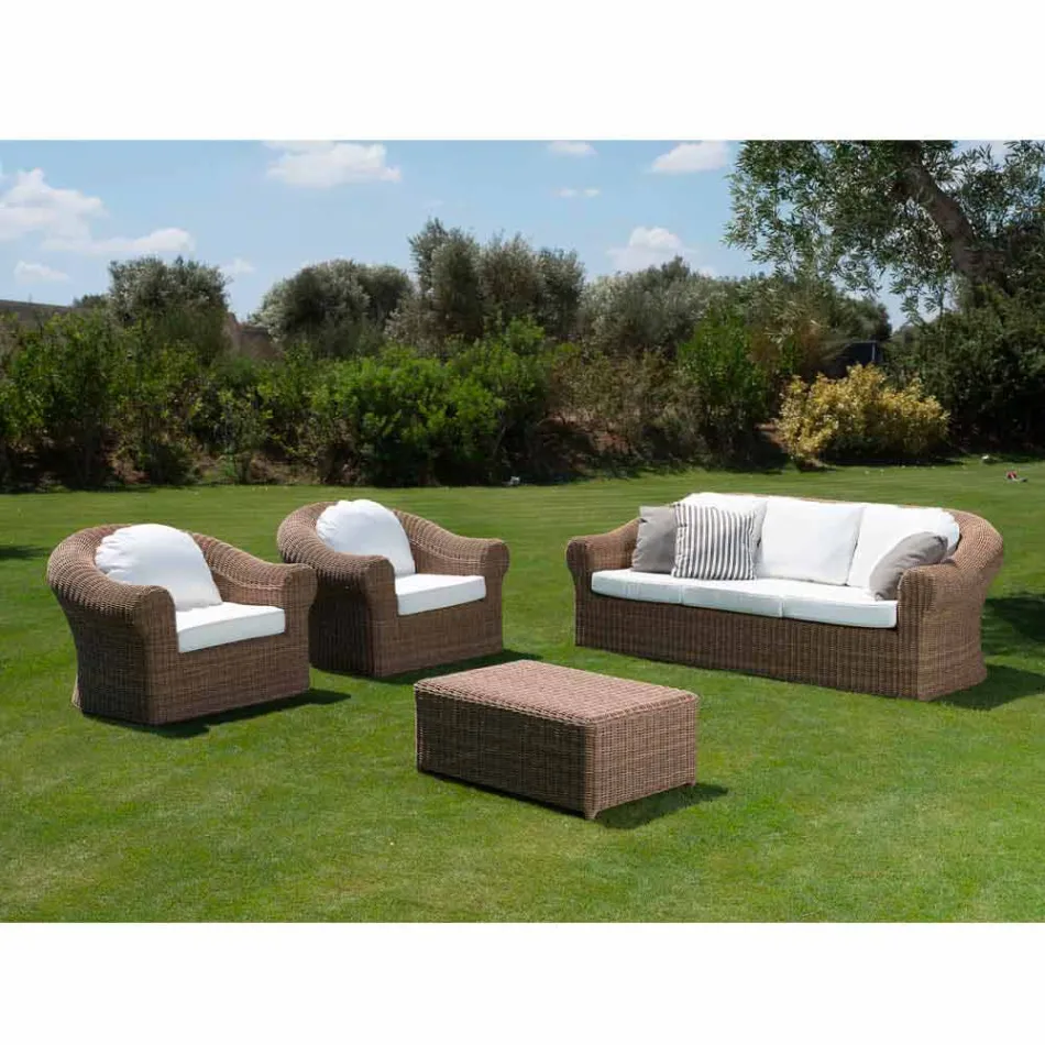 Tuin salontafel van geweven synthetisch rotan - Yves Viadurini