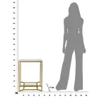 Vierkante salontafel in gouden ijzer, witte hars en glas - Tokyo Viadurini