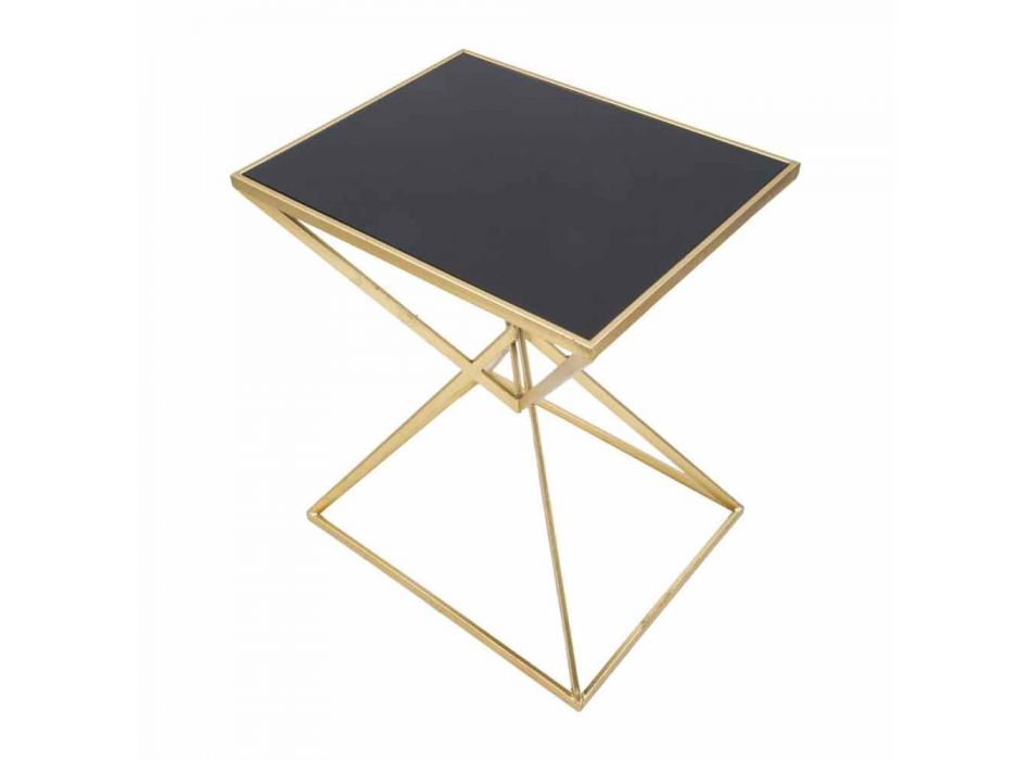 Rechthoekige design salontafel in ijzer en glas - Rosie Viadurini