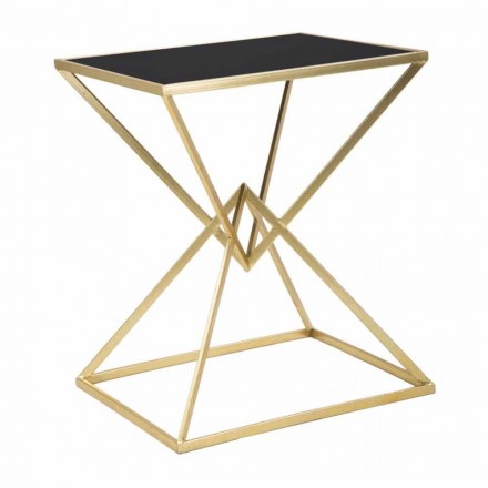 Rechthoekige design salontafel in ijzer en glas - Rosie Viadurini