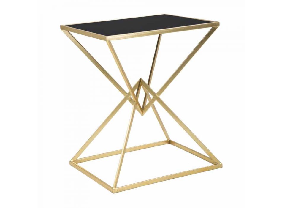 Rechthoekige design salontafel in ijzer en glas - Rosie Viadurini
