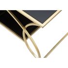 Rechthoekige ijzeren salontafel met zwart glazen blad - Symbol Viadurini