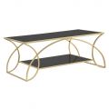 Gouden rechthoekige salontafel van ijzer met glazen blad - Symbol