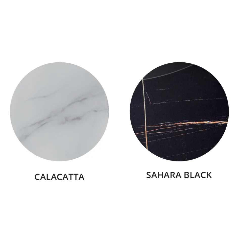 Ronde salontafel in luxe marmereffect metaal en glas - Magali Viadurini