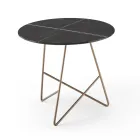 Ronde salontafel in luxe marmereffect metaal en glas - Magali Viadurini