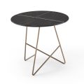 Ronde salontafel van metaal en luxe glas met marmereffect - Magali