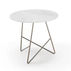 Ronde salontafel in luxe marmereffect metaal en glas - Magali Viadurini