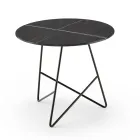 Ronde salontafel in luxe marmereffect metaal en glas - Magali Viadurini