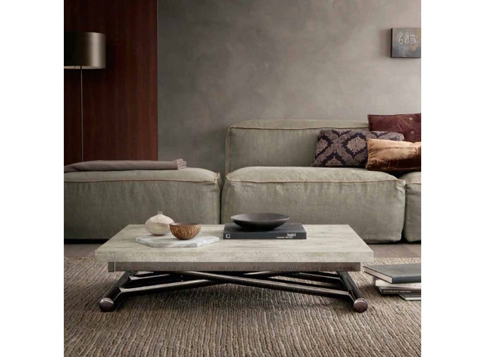 Moderne transformeerbare salontafel in hout en metaal Made in Italy - Gabri Viadurini