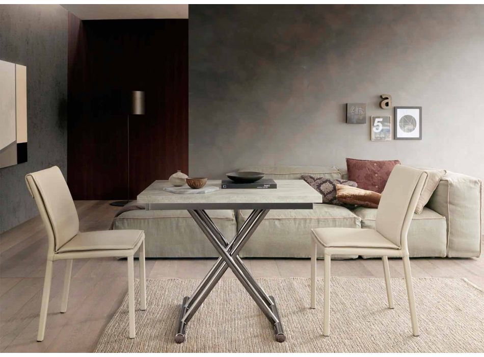 Moderne transformeerbare salontafel in hout en metaal Made in Italy - Gabri Viadurini
