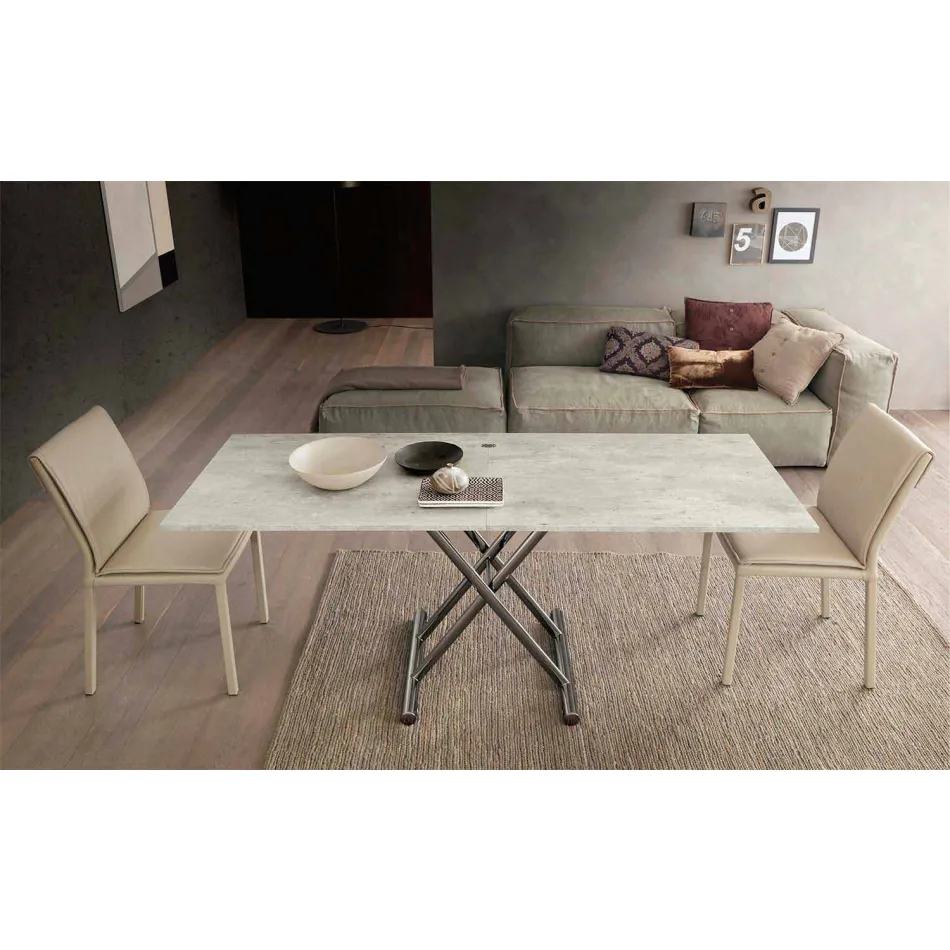 Moderne transformeerbare salontafel in hout en metaal Made in Italy - Gabri Viadurini