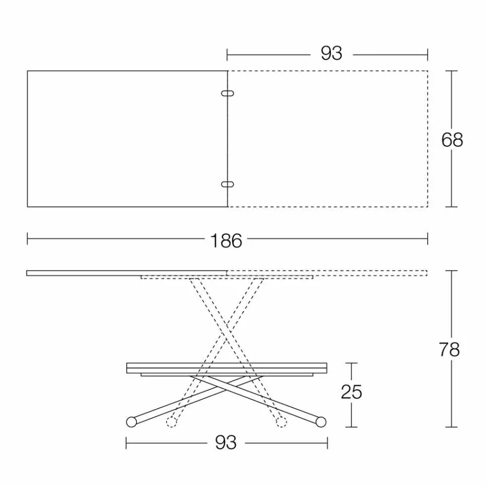Moderne transformeerbare salontafel in hout en metaal Made in Italy - Gabri Viadurini