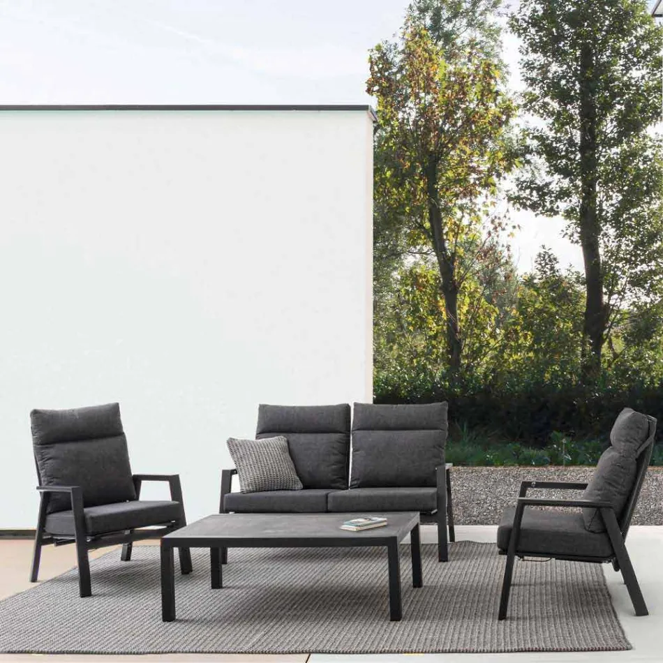 Salontafel voor buiten met aluminium onderstel en keramisch blad - Maino Viadurini