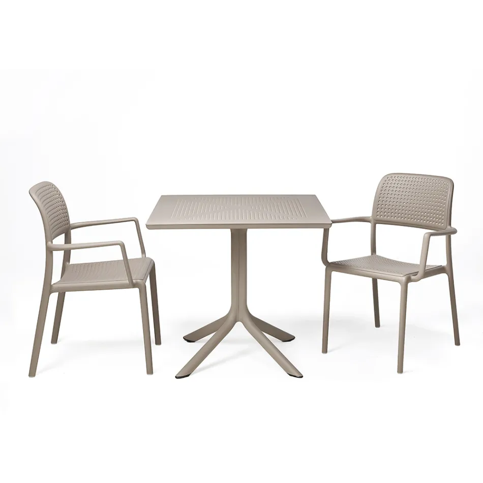 Salontafel voor buiten met blad van geperforeerd polypropyleen - vork Viadurini