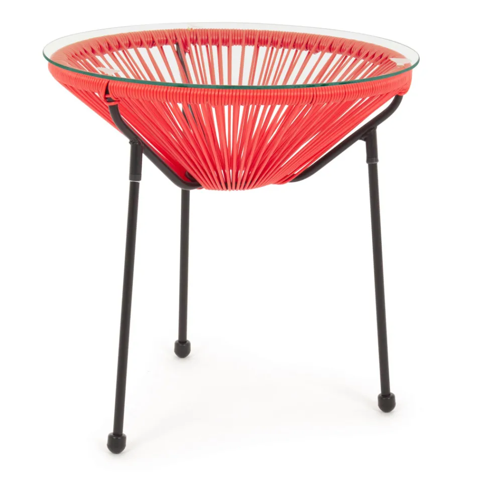 Stalen buitentafel met design glazen blad - Spumolizia Viadurini