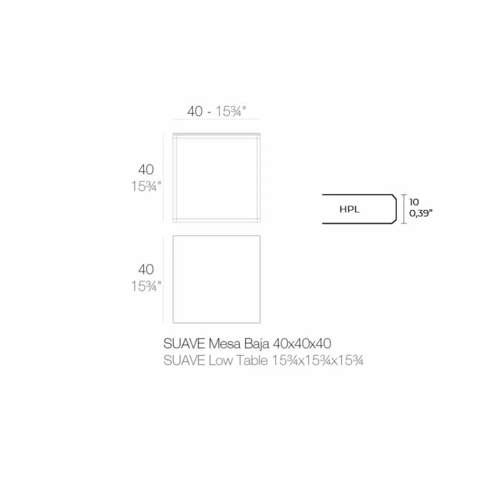 Buitenkoffietafel in aluminium en vierkant zwart laminaat - Suave van Vondom Viadurini