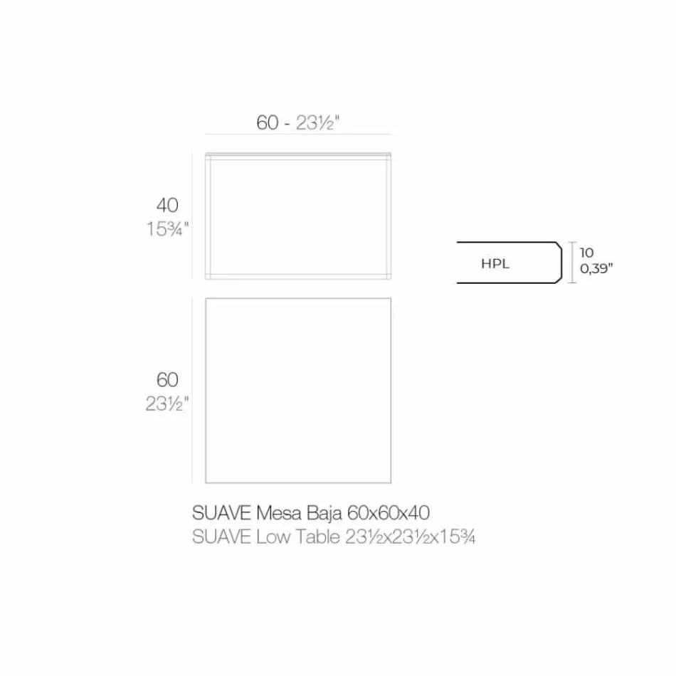 Buitenkoffietafel in aluminium en vierkant zwart laminaat - Suave van Vondom Viadurini