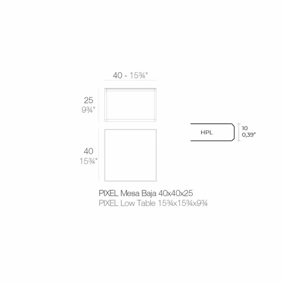 Buitenkoffietafel in aluminium en vierkant zwart laminaat - Suave van Vondom Viadurini