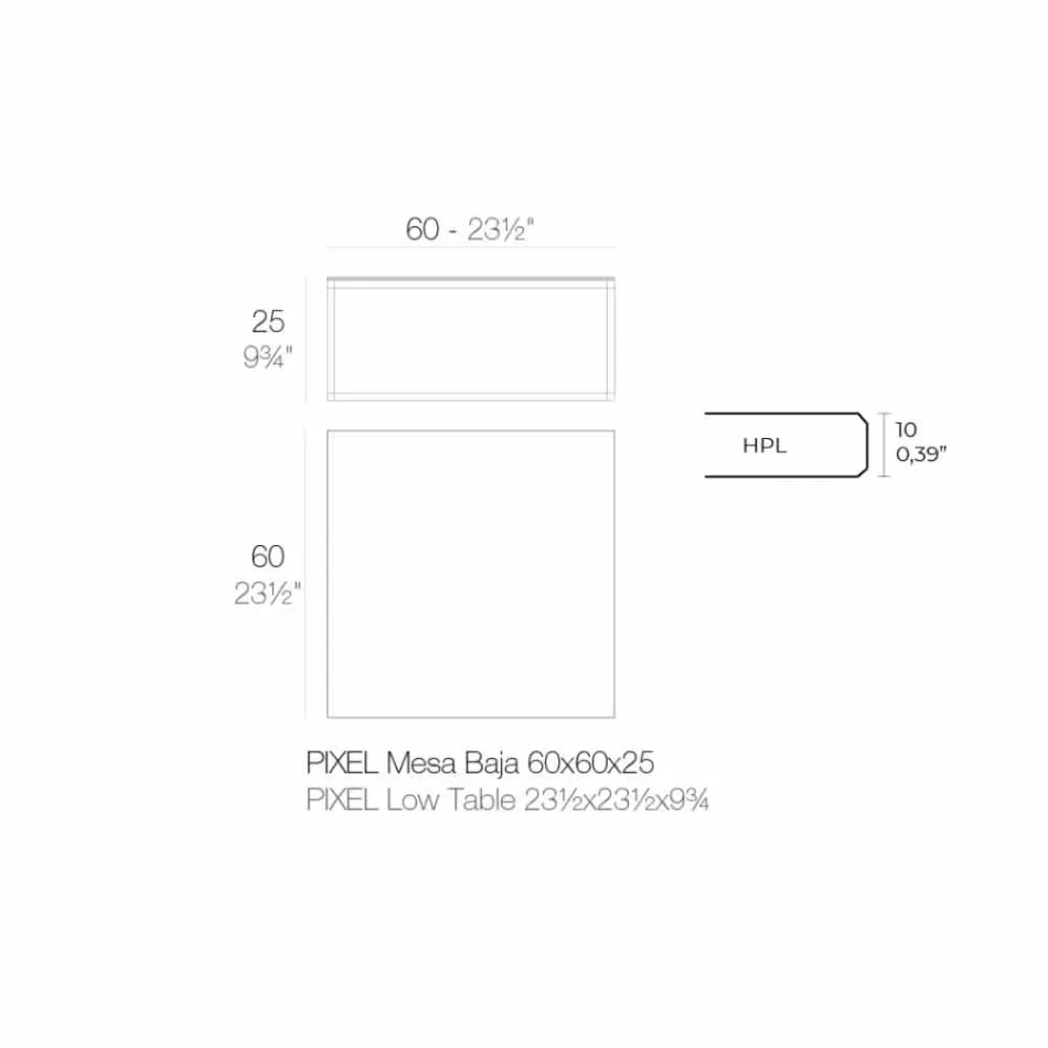 Buitenkoffietafel in aluminium en vierkant zwart laminaat - Suave van Vondom Viadurini