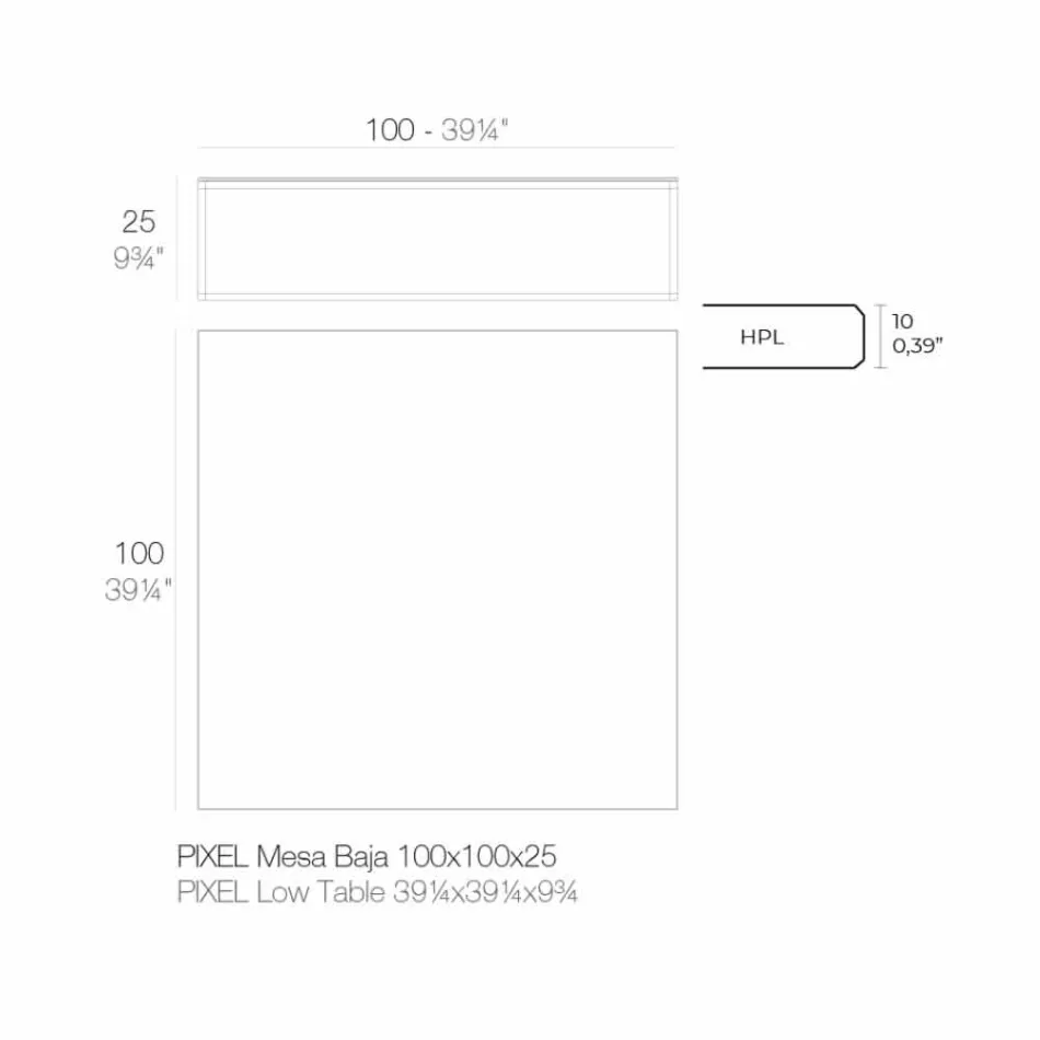 Buitenkoffietafel in aluminium en vierkant zwart laminaat - Suave van Vondom Viadurini