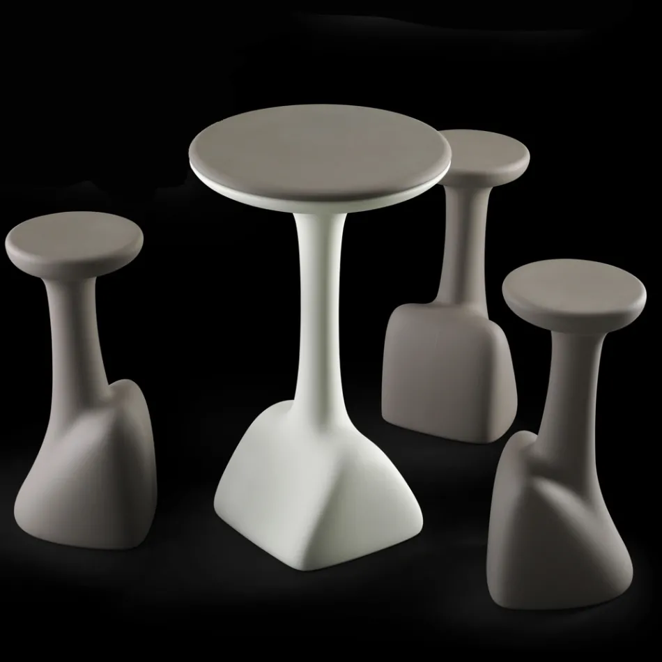 Buitensalontafel in gekleurd polyethyleen 96 cm Made in Italy - Uliveto Viadurini