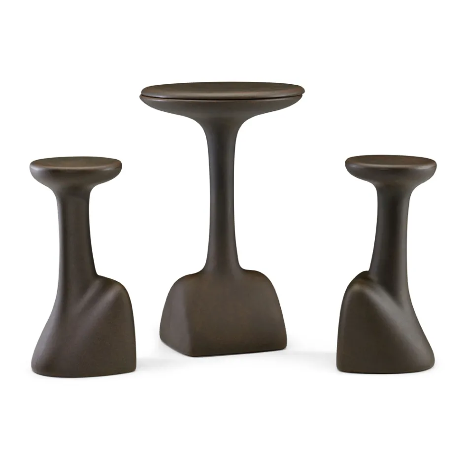 Buitensalontafel in gekleurd polyethyleen 96 cm Made in Italy - Uliveto Viadurini