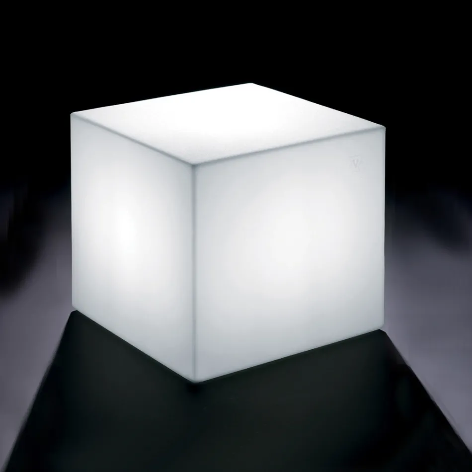 Heldere salontafel voor buiten in wit polyethyleen Made in Italy - Derti Viadurini