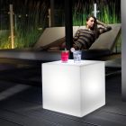 Heldere salontafel voor buiten in wit polyethyleen Made in Italy - Derti Viadurini