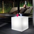 Heldere salontafel voor buiten in wit polyethyleen Made in Italy - Derti