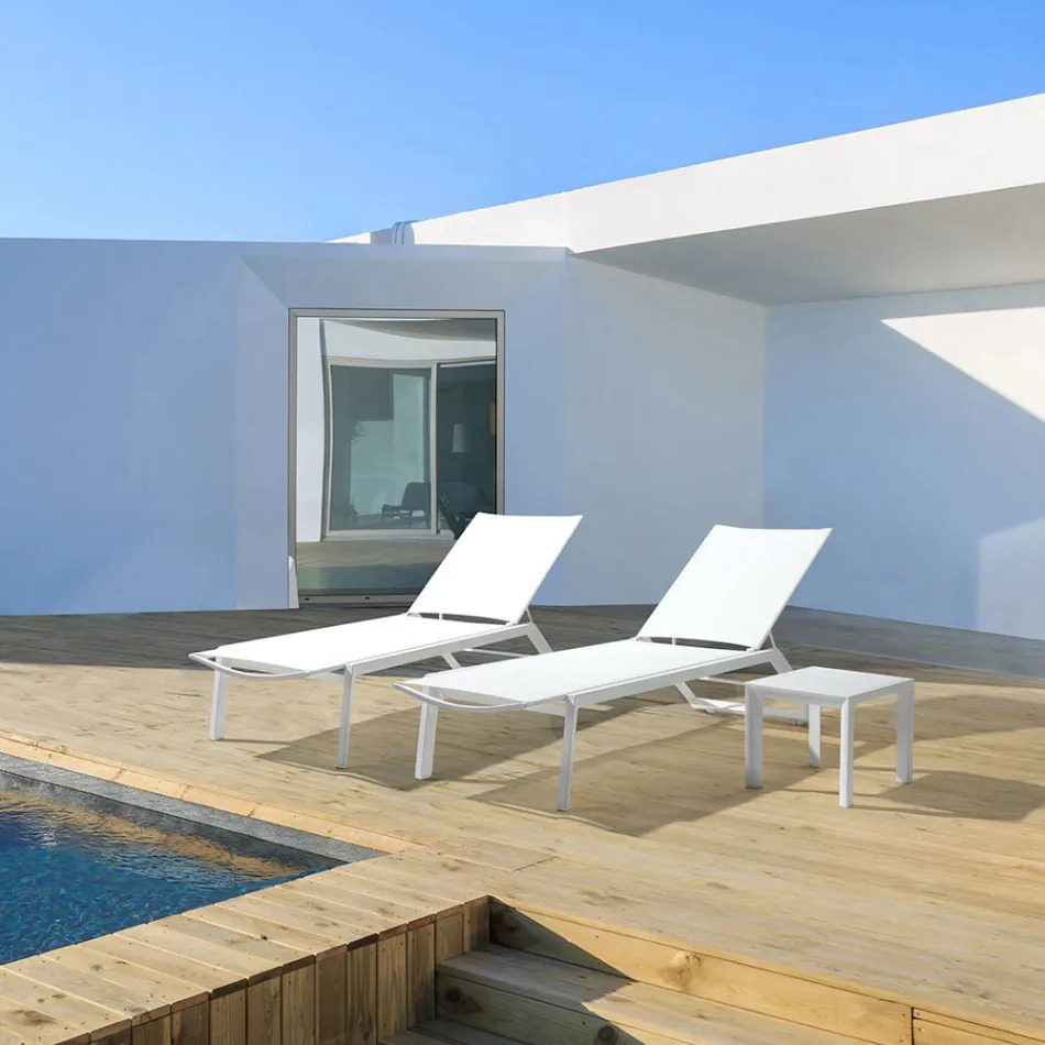 Vierkante buitensalontafel in geverfd aluminium, Homemotion 2 stuks - Marius Viadurini